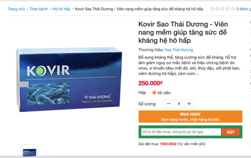 Mập mờ viên nang Kovir của công ty Sao Thái Dương: Cần điều tra xử lý nghiêm hành vi trục lợi?